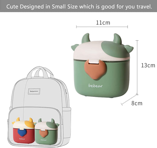 Bebamour - Recipiente Hermético Portátil para Leche en Polvo con Cuchara y Nivelador 460ml - Verde 