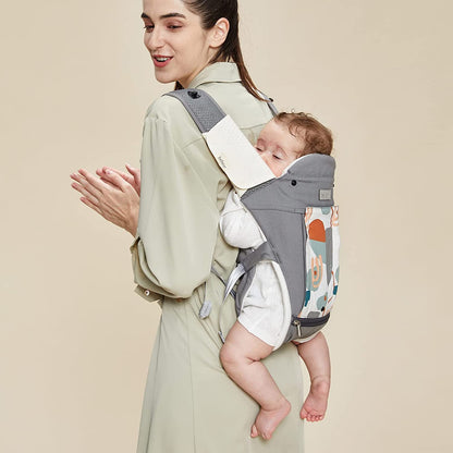 Bebamour de bebê Canguru recém-nascido para criança pequena Porta bebê HipSeat 12 formas de transporte com capuz de cabeça, 2 pçs Canguru (Porta bebê, cinza)