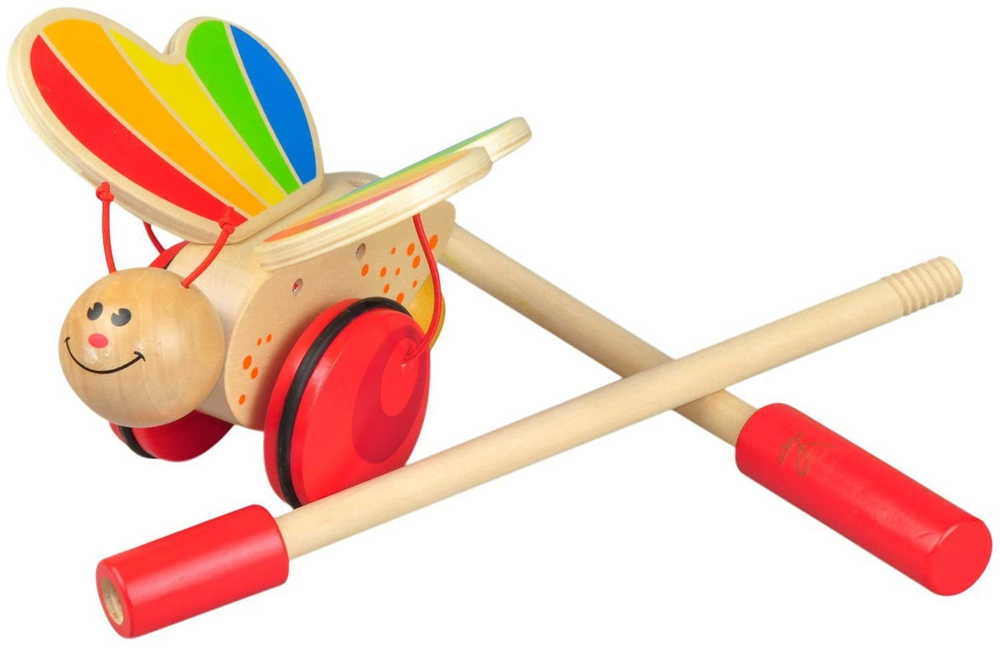 Hape - Brinquedo de madeira para empurrar e puxar borboleta