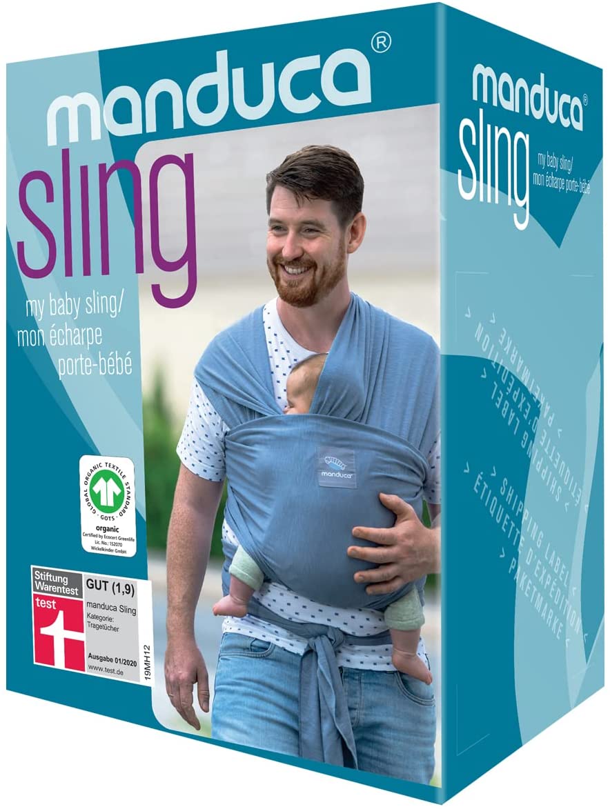 manduca Sling > Envoltório de bebê elástico e porta-bebês < Produto de algodão orgânico certificado GOTS para bebês, adequado para recém-nascidos e bebês desde o nascimento até 15 kg (hortelã/verde, 5,10m x 0,60m)