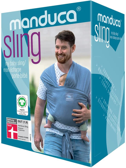manduca Sling > Envoltório de bebê elástico e porta-bebês < Produto de algodão orgânico certificado GOTS para bebês, adequado para recém-nascidos e bebês desde o nascimento até 15 kg (hortelã/verde, 5,10m x 0,60m)