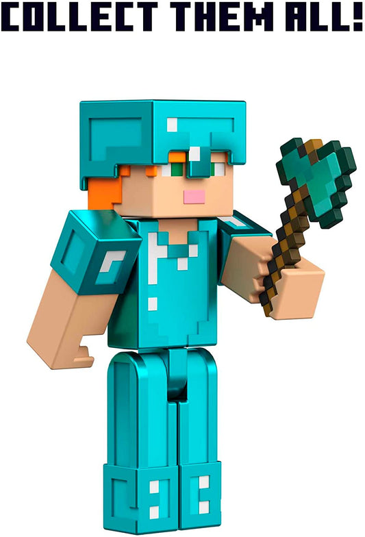 Minecraft Craft-A-Block Figuras surtidas, auténticos personajes de videojuegos pixelados, juguete de acción para crear, explorar y sobrevivir, regalo coleccionable para fanáticos de 6 años en adelante