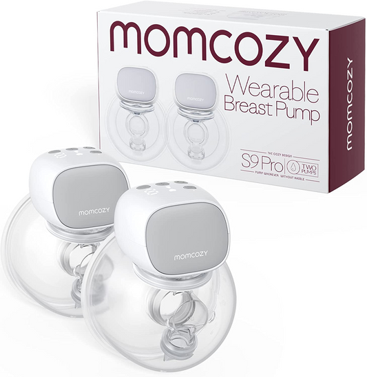 Momcozy S9 Pro Extractor de leche portátil, extractor de leche manos libres con batería de mayor duración y pantalla LED, extractor de leche eléctrico portátil con 2 modos y 9 niveles - 24 mm, gris, paquete de 2