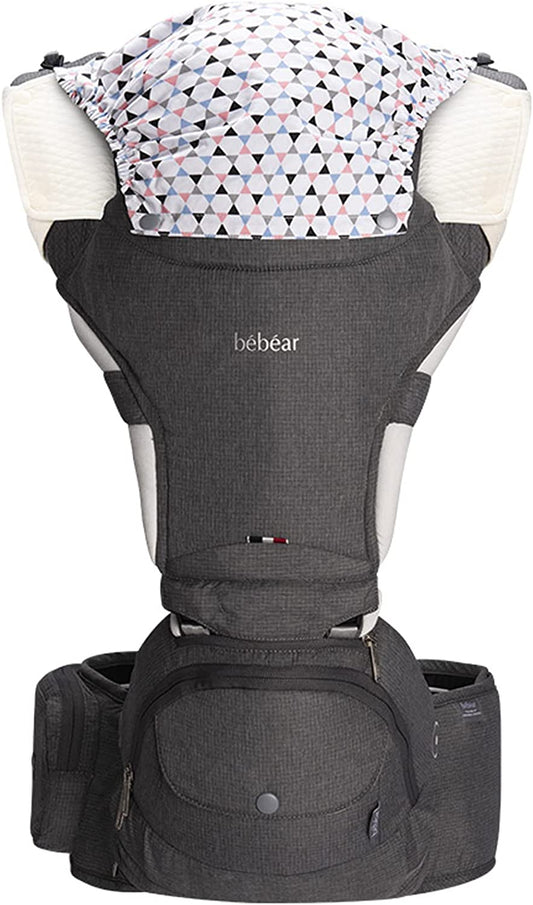 Bebamour - Canguru de Transporte de Bebê - 6 em 1 - 3 babadores - Dobrável - Grey