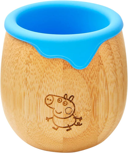 Peppa Pig Toddler Cup para Crianças – 150ml Bamboo Cup para Bebê com Forro de Silicone | Taça de transição com canudinho | Copo Lanche | Ideal para Baby-Led Weaning | Promove habilidades motoras orais e de bebida (George Cup)
