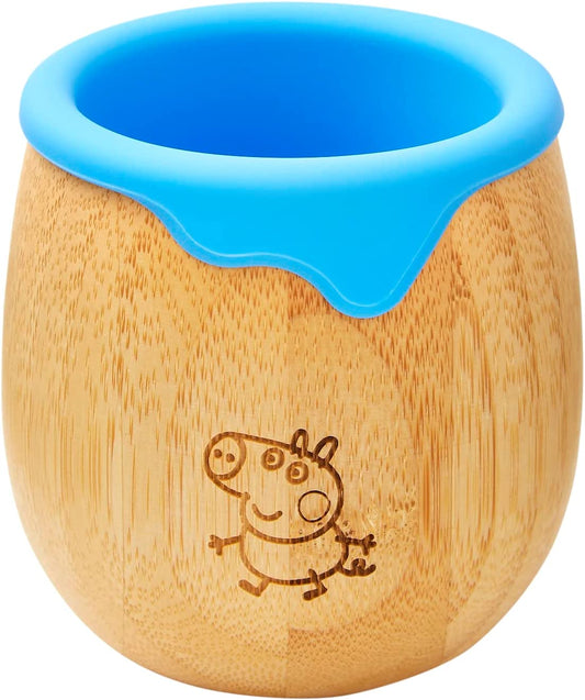 Peppa Pig Toddler Cup para Crianças – 150ml Bamboo Cup para Bebê com Forro de Silicone | Taça de transição com canudinho | Copo Lanche | Ideal para Baby-Led Weaning | Promove habilidades motoras orais e de bebida (George Cup)