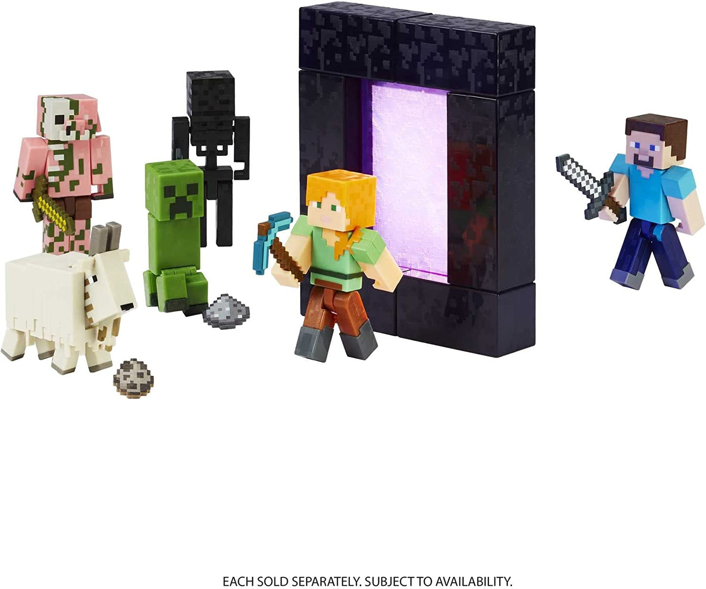 Figura Minecraft Alex Build-A-Portal - Figura y pieza coleccionables Build-A-Portal - Articulaciones móviles - 1 accesorio - 3,25 pulg. de altura – Regalo para niños mayores de 6 años – HFC34