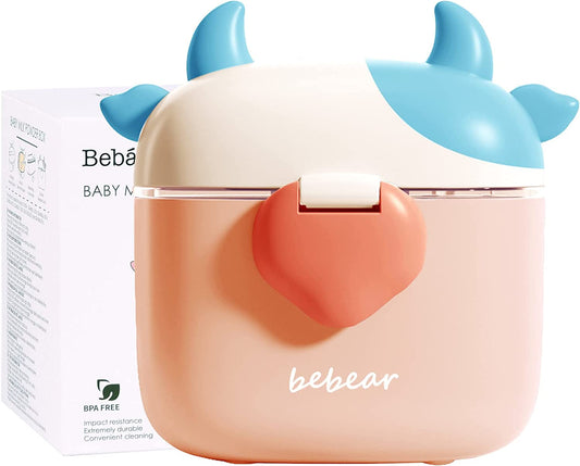 Bebamour - Recipiente de Leite em Pó Portátil Hermético c/ Colher e Nivelador 460ml - Rosa