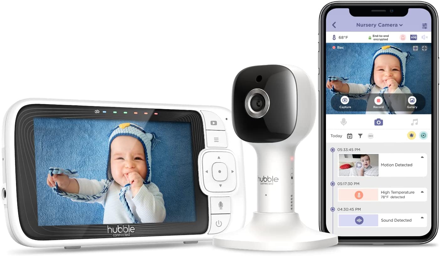 Hubble Connected Babá Eletrônica Vídeo com tela de 5" polegadas