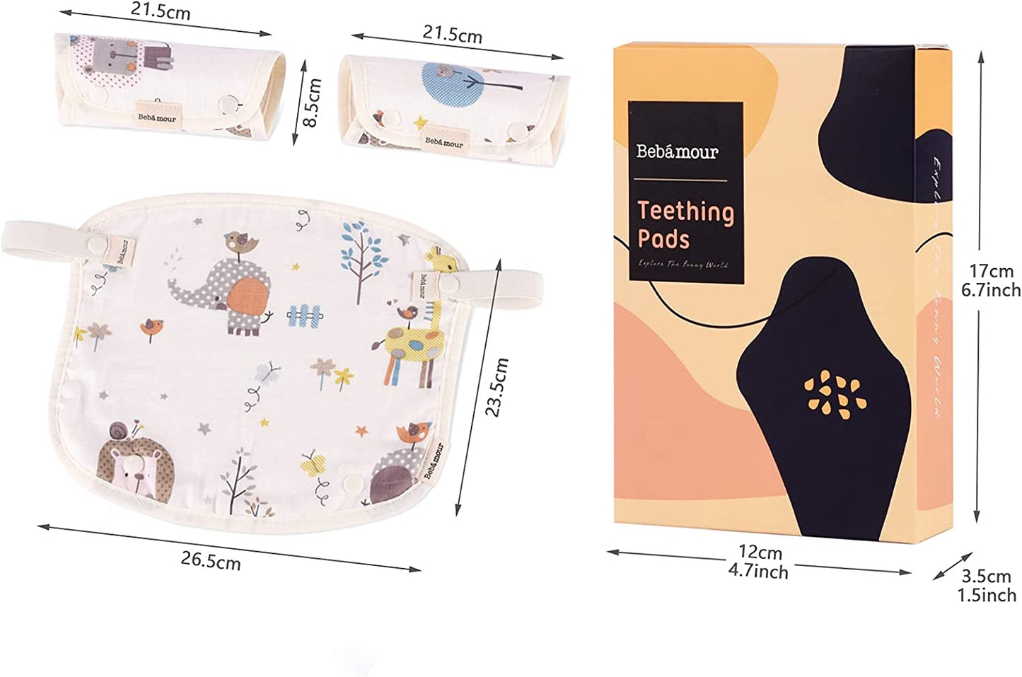Bebamour - Almofadas de Dentição 3 peças -  Bege Animais