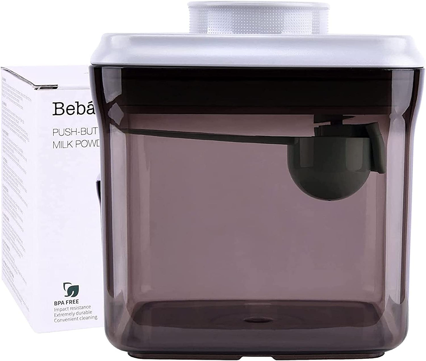 Bebamour - Recipiente de Leite em Pó Portátil Hermético c/ Colher e Nivelador 460ml - Brown/Marrom