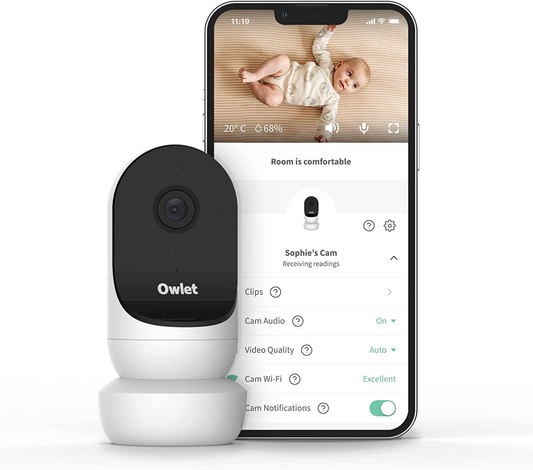 Owlet Monitor de bebê Cam 2 com câmera e áudio - Vídeo HD - Visão noturna - Compatível com iOS e Android