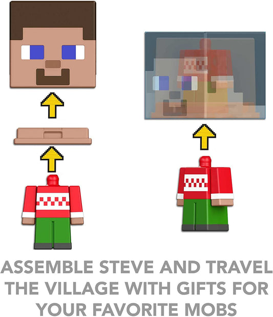 Mattel Minecraft Mob Head Minis Calendario de Adviento con figuras de personajes de videojuegos pixelados con cabezas gigantes, juguete coleccionable, regalo para fanáticos de 6 años en adelante