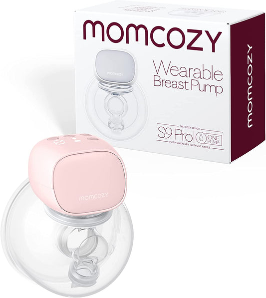 Momcozy S9 S9 Pro Extractor de Leche Portátil, Extractor de Leche Manos Libres con Batería de Mayor Duración y Pantalla LED, Extractor de Leche Eléctrico Portátil con 2 Modos y 9 Niveles - 24 mm, Rosa