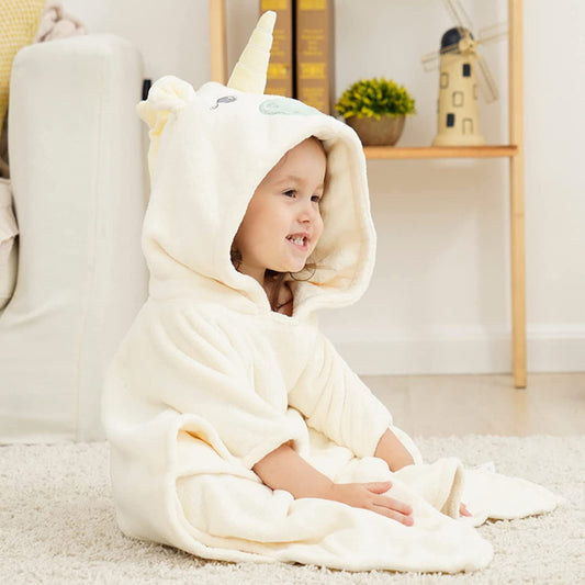 Bebamour - Toalhas com Capuz 100% Algodão 60x65 - 0-6 anos - Unicórnio Bege