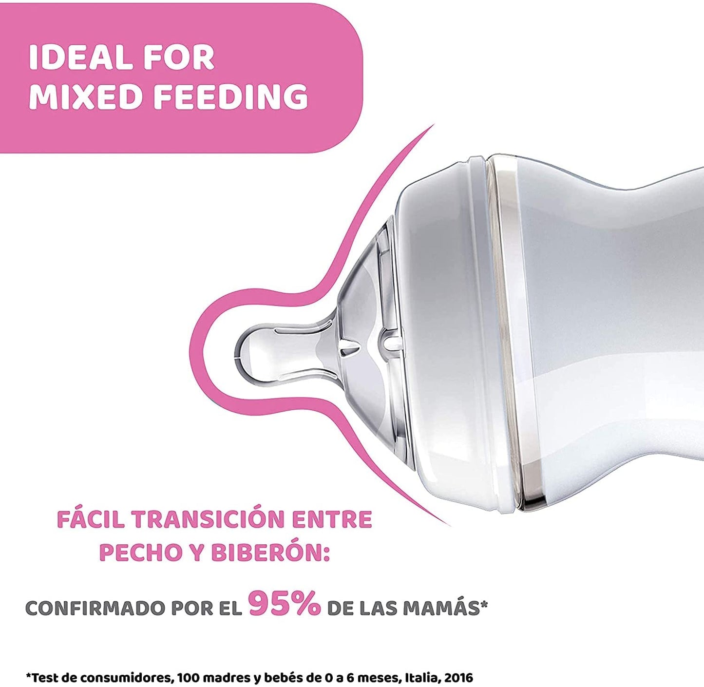 Chicco - Mamadeira com mamilo para +6 meses