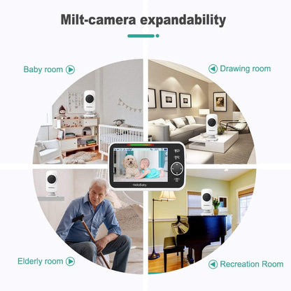 HelloBaby - Vigilabebés con cámara y audio, pantalla LCD a color de 5''