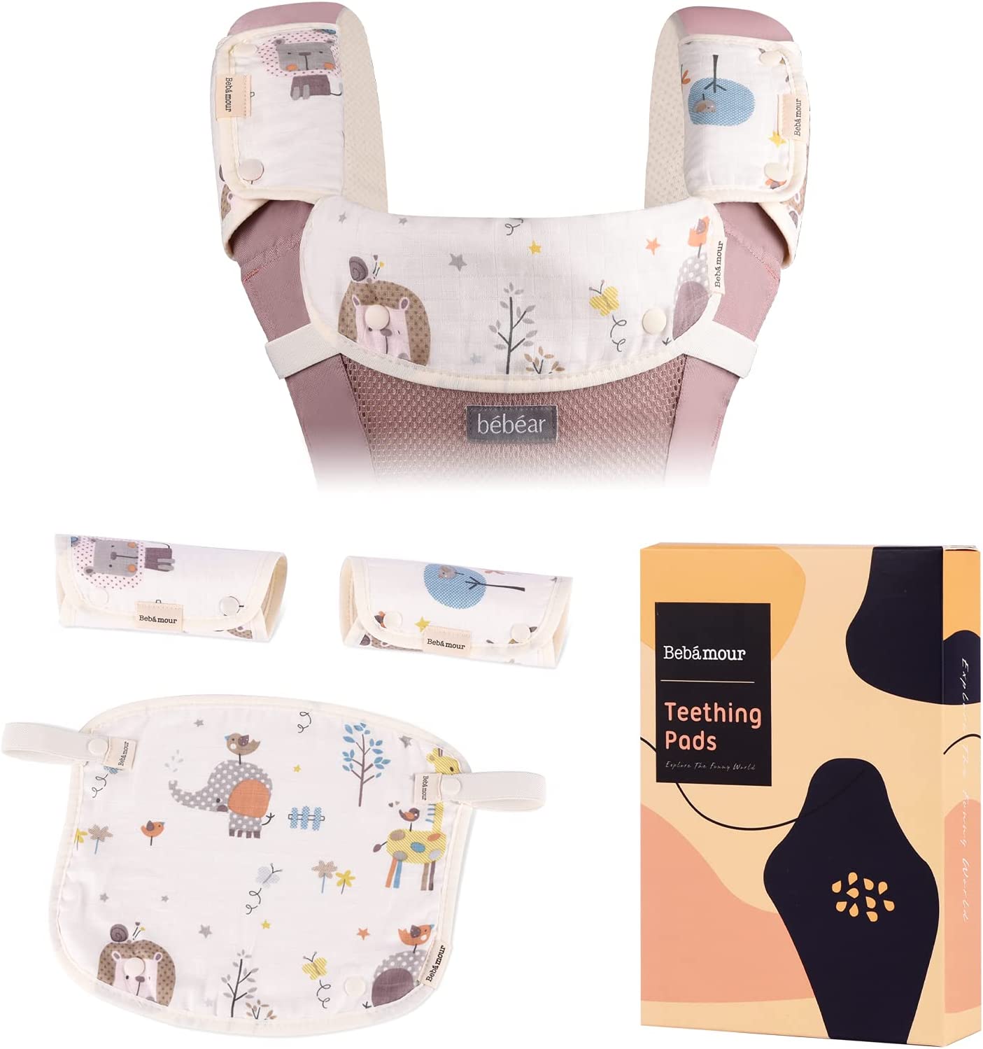Bebamour - Almofadas de Dentição 3 peças -  Bege Animais