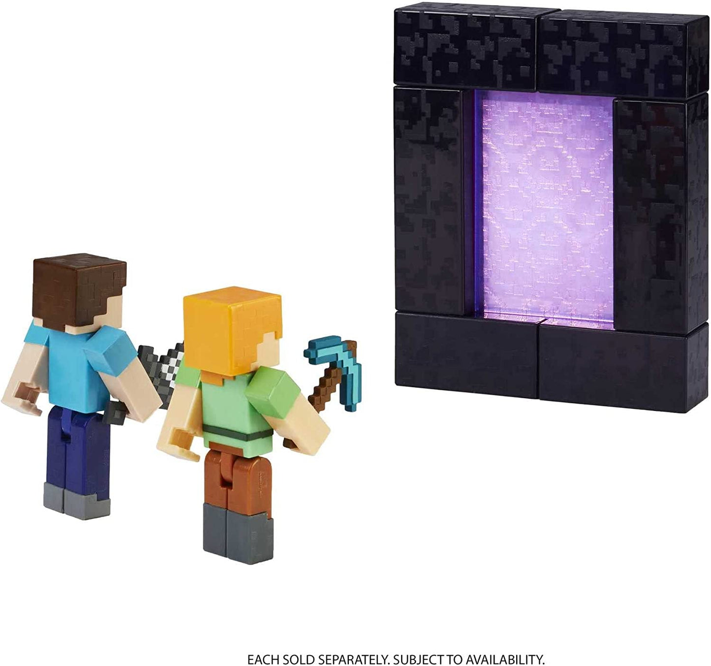 Figura Minecraft Alex Build-A-Portal - Figura y pieza coleccionables Build-A-Portal - Articulaciones móviles - 1 accesorio - 3,25 pulg. de altura – Regalo para niños mayores de 6 años – HFC34