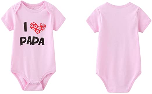 MAMIMAKA unissex para bebê com 2 macacões sólidos recém-nascidos Macacão  gêmeos I Love Papa I Love Mama Bodysuits de 0 a 24 meses para meninos e meninas