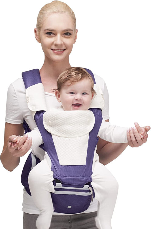 Bebamour - Canguru de Transporte de Bebê - 3 babadores - Dobrável - Grey