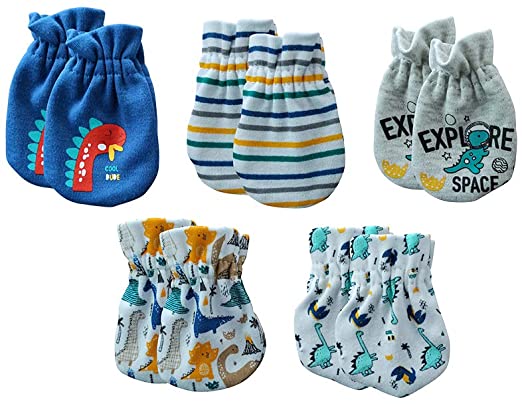 MAMIMAKA Ropa para bebé recién nacido, conjunto de guantes y calcetines de algodón, calcetines gruesos y cálidos para bebé, gorros para rascar, guantes para 0-6 meses