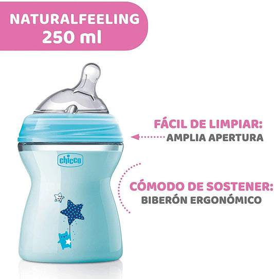Chicco Biberón Anticólico Natural Feeling para 2+ Meses 250 ml