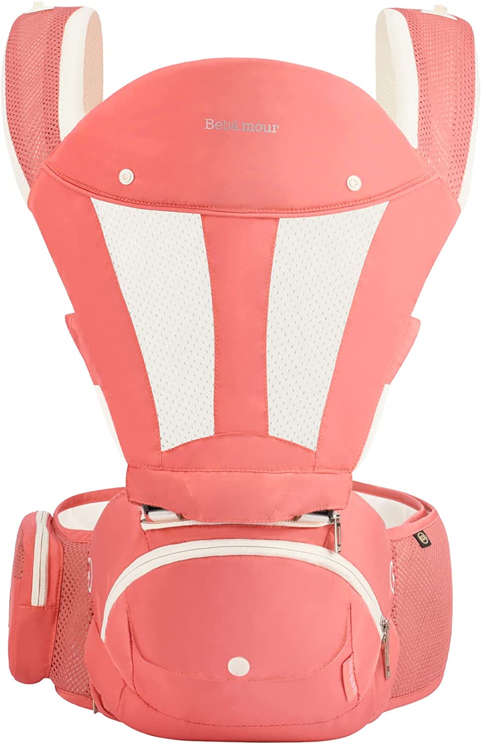 Bebamour - Canguru de Transporte de Bebê - 3 babadores - Dobrável - Air Blush Pink