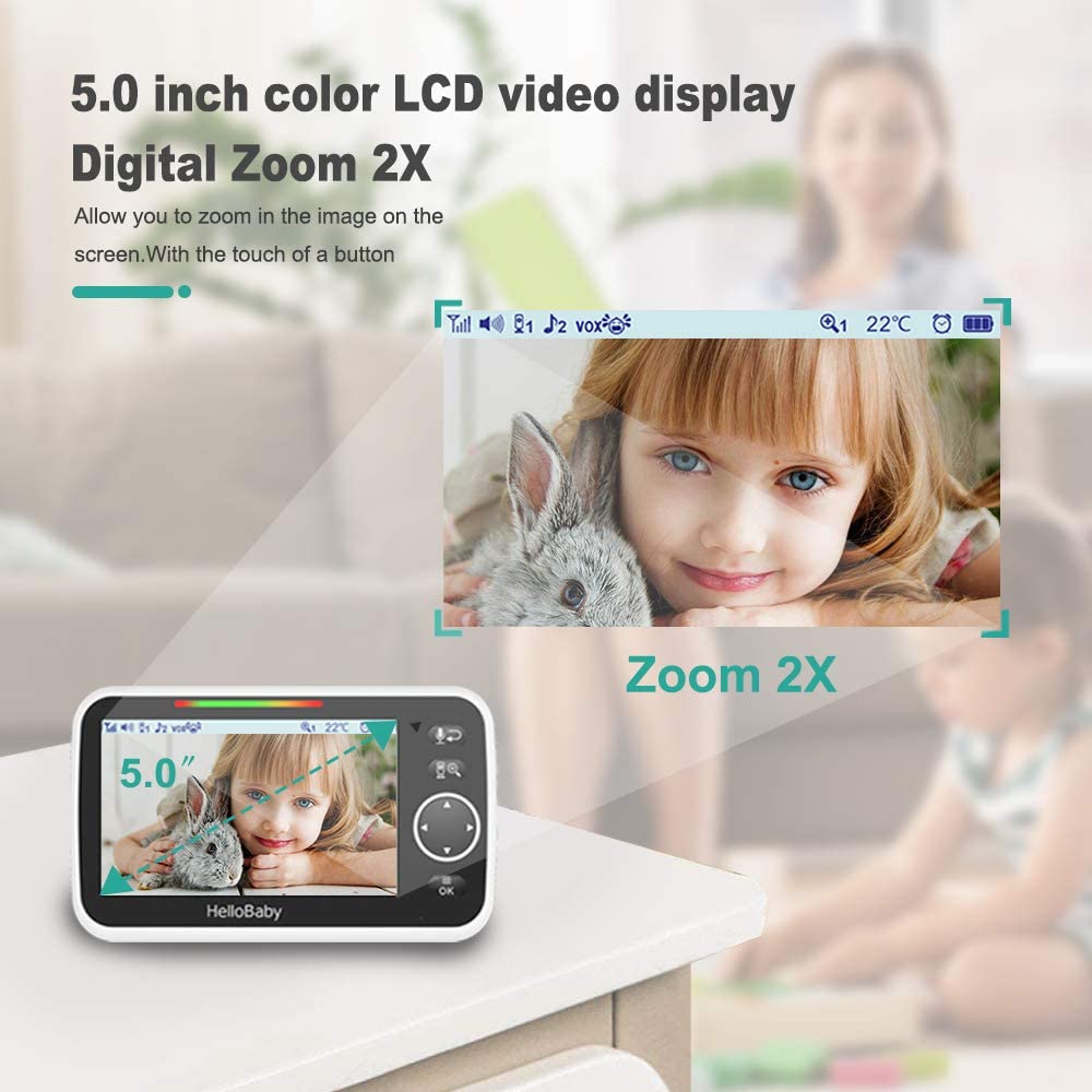 HelloBaby - Babá Eletrônica com câmera e áudio, tela LCD colorida de 5''