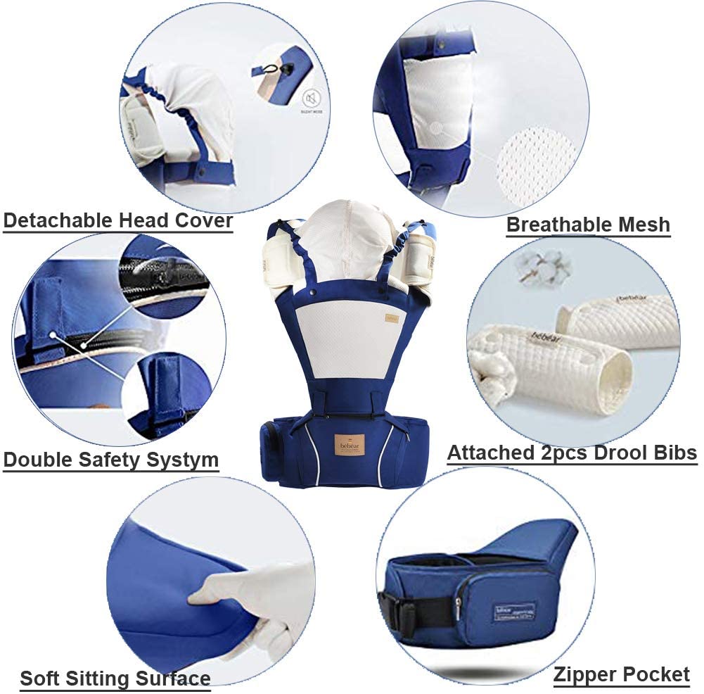 Bebamour Baby Carrier for 0-36Months azul