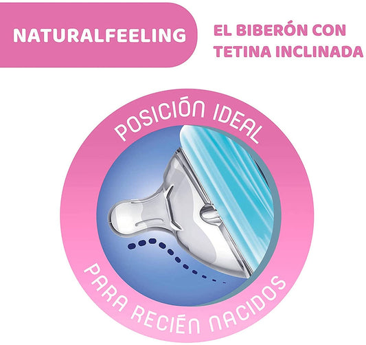 Chicco - Botella natural flujo normal con pico inclinado, 0M+, 150 ml