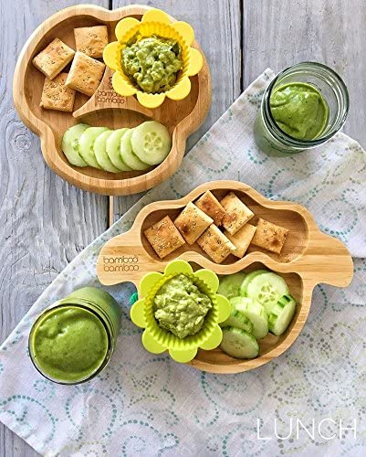 bamboo bamboo Placa de Bambu para Bebês – Crianças e Crianças com Ventosa para Bebês | Não Tóxico | Legal ao toque | Ideal para Baby-Led Weaning (Cordeiro, Rosa)