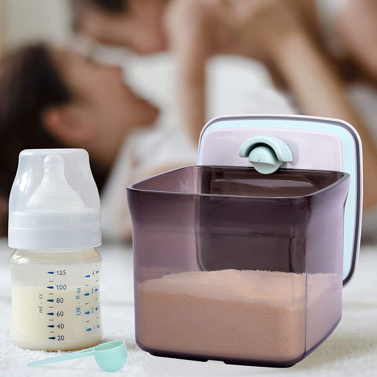 Bebamour - Recipiente de Leite em Pó Portátil Hermético c/ Colher e Nivelador 460ml - Brown/Marrom