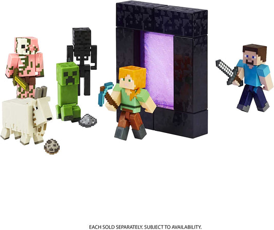 Minecraft Build-A-Portal Figura Creeper HFC33 Figura coleccionable y pieza Build-A-Portal - Articulaciones móviles - 1 accesorio - 8 cm de altura 6+ años