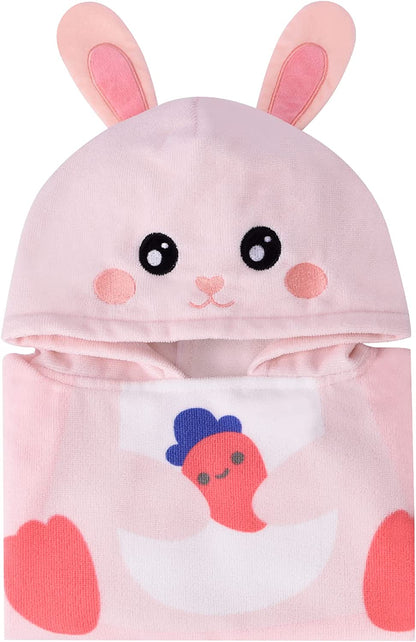 Bebamour - Toallas con capucha 100% Algodón 60x65 - 0-6 años - Conejo Rosa 