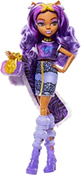 Monster High Boneca de Modae Conjunto , Clawdeen Wolf, Skulltimate Secrets: Fearidescent Series, Dress-Up Locker com 19+ Acessórios, HNF74