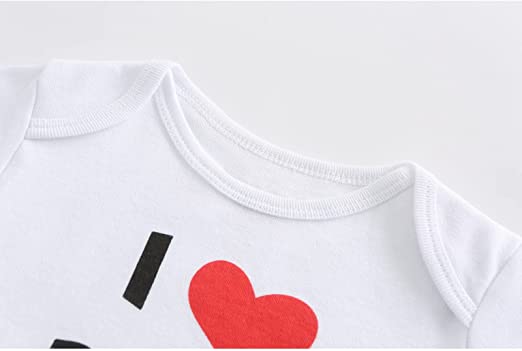 MAMIMAKA unissex para bebê com 2 macacões sólidos recém-nascidos gêmeos Macacão I Love Papa I Love Mama Bodysuits de 0 a 24 meses para meninos e meninas