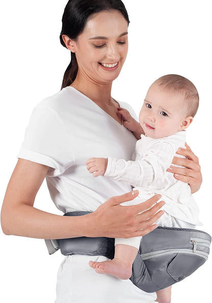 Bebamour - Canguru de Transporte de Bebê - 3 babadores - Dobrável - Air Dreamy Grey