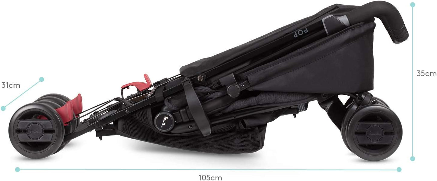 Silver Cross Pop carrinho de passeio, compacto e leve preto