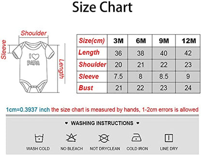 MAMIMAKA unissex para bebê com 2 macacões sólidos recém-nascidos gêmeos Macacão I Love Papa I Love Mama Bodysuits de 0 a 24 meses para meninos e meninas