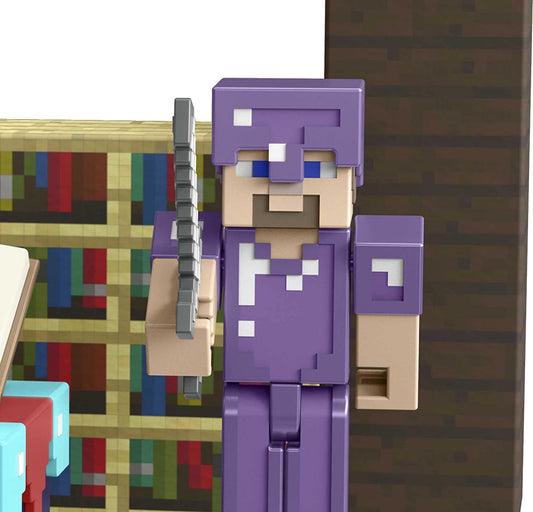 Minecraft Enchanting Room con figura de Steve de 3,25" y accesorios