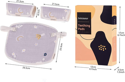 Bebamour - Almofadas de Dentição 3 peças - Flores Cinza