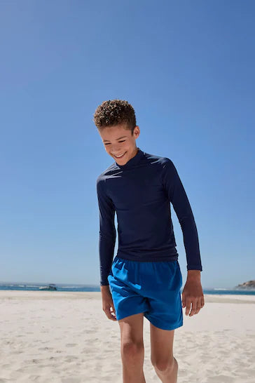 |Boy| Colete De Manga Curta Sunsafe Rash - Navy Long Sleeves (3-16 anos)
