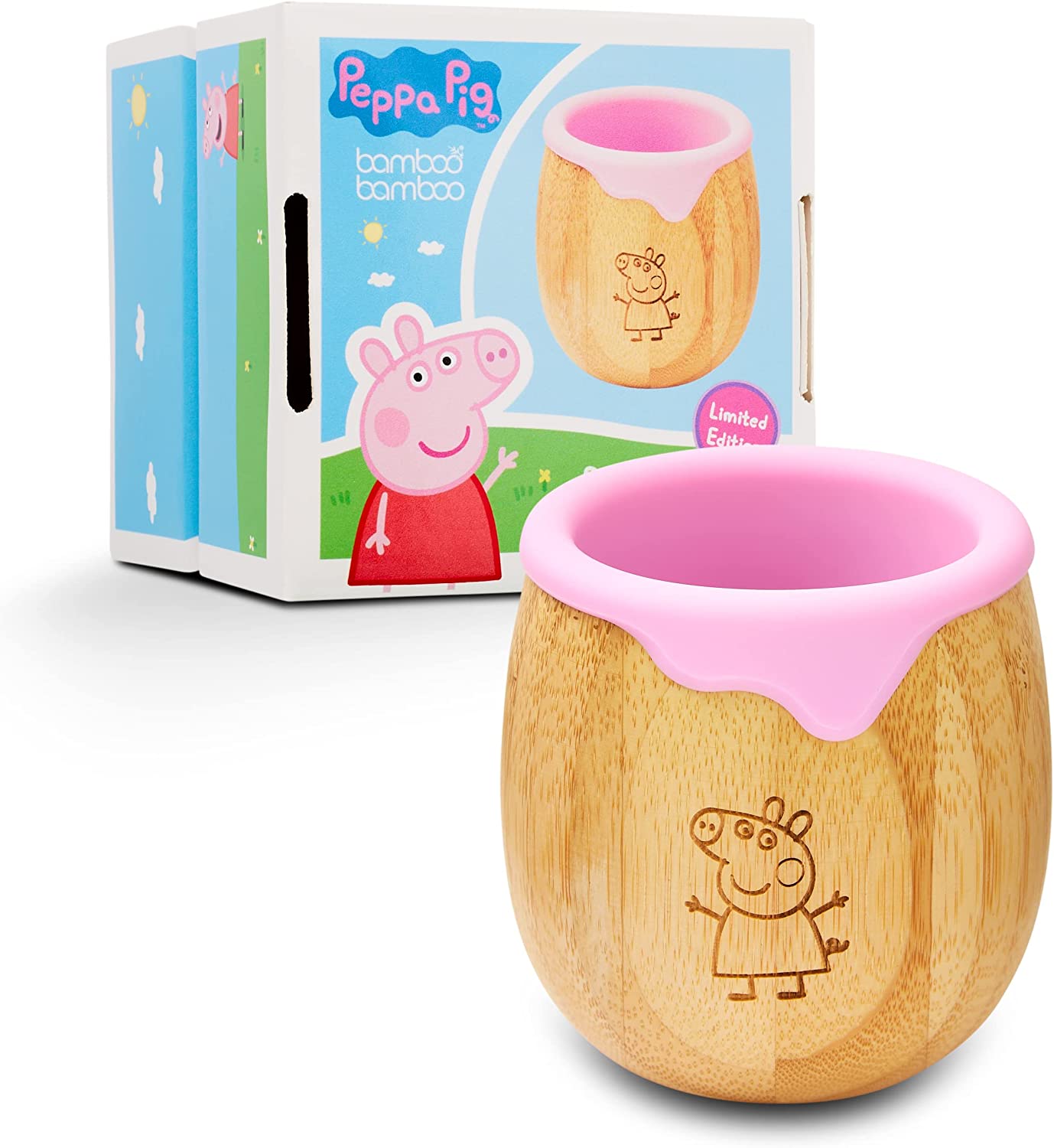 Peppa Pig X bamboo bamboo ® Crianças e Bebês Ventosa Prato de Bambu para Bebês | Não Tóxico | Legal ao toque | Ideal para Baby-Led Weaning (Peppa Cup)