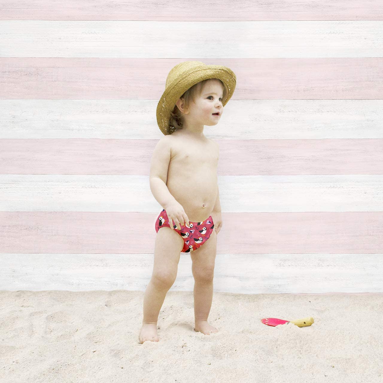 Bambino Mio, Puffin Parade, reutilizável Fralda de banho, à prova de vazamentos, elegante e leve