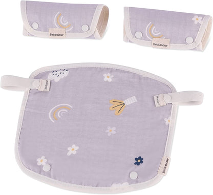 Bebamour - Almofadas de Dentição 3 peças - Flores Cinza