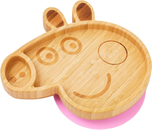 Plato para bebé Peppa Pig – Plato de bambú con ventosa para niños y niños pequeños | No tóxico | Fresco al tacto | Ideal para el destete dirigido por el bebé