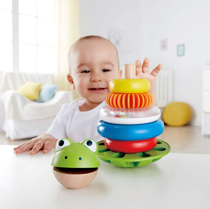 Hape - Mr Frog Stacking Rings - Brinquedo de atividades para crianças
