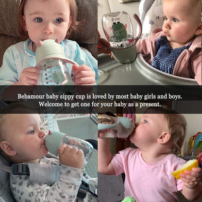 Bebamour - Garrafa de água com bico macio à prova de derramamento para crianças, sem BPA, 300ml
