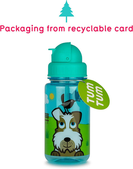 TUM TUM - Botella de agua infantil con pajita abatible Scruff the Dog